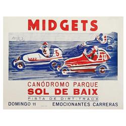 MIDGETS CANODROMO PARQUE SOL DE BAIX. PANCHO. 1949. 30x41cm. (12x16in