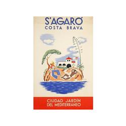S´AGARO COSTA BRAVA. CIUDAD JARDÍN DEL MEDITERRÁNEO. MONEY. 1934. 98x62cm. (38,45x24,5in.). L