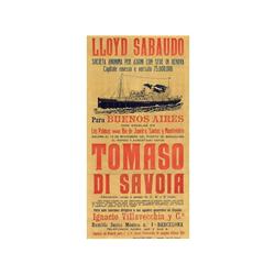 LLOYD SABAUDO VAPOR TOMASO DI SAVOIA. 1924. 131x66cm. (51,5x26in.). Litografía. A-. Entelado.