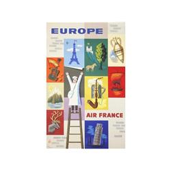 EUROPE. AIR FRANCE. CARLU, JEAN: (1940 CA.). 100x62cm. (40x25in.). Litografía. A. AVIACIÓN.