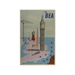 BEA, A TODA INGLATERRA VIA LONDRES. LEWIS, DAVID. 1951. 102x63cm. (40x25in.). Litografía. B.
