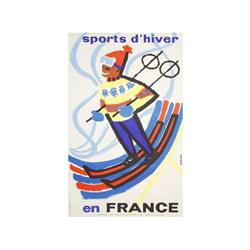 SPORTS D´HIVER EN FRANCE. CONSTANTIN. (1960 CA.). 100x62cm. (40x25in). Litografía. A-. AVIACI