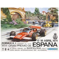 XVII GRAN PREMIO DE ESPAÑA. 17/18 ABRIL 1971. FORMULA 1. TURNER, MICHAEL. 1971. 70x91cm. (27x