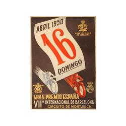 GRAN PREMIO ESPAÑA VII INTERNACIONAL DE BARCELONA. CIRCUITO DE MONTJUICH. (1940 CA.). 68x49cm