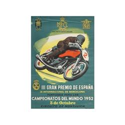 III GRAN PREMIO DE ESPAÑA. CAMPEONATO DEL MUNDO 1952. GRANELL. 1952. 68x48cm. (27x19in.). Lit