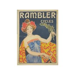 RAMBLER CYCLES. CARDONA, J. 1900. 130x94,5cm. (51,4x37,3in.). Litografía. A-. Entelado. BICIC