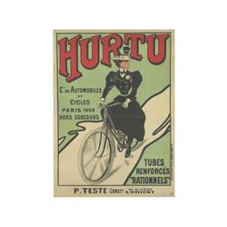 HURTU. CIE DES AUTOMOBILES ET CYCLES. (1900 CA.). 139x100cm. (55x39,5in.). Litografía. B+. En