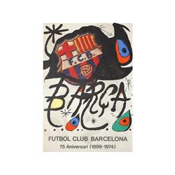 FUTBOL CLUB BARCELONA 75 ANIVERSARI (1899-1974). MIRO. 1974. 99x68cm. (39x27in.). Litografía.