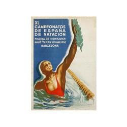 XL CAMPEONATOS DE ESPAÑA DE NATACION. PISCINA DE MONTJUICH. MORELL. 1950. 50x33cm. (20x13in.)