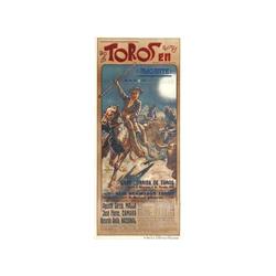 PERTEGAS, E. TOROS EN ALICANTE. 1918. 95x40cm. (37,5x15,5in.). Litografía. B+. Entelad