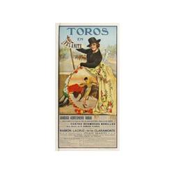TOROS EN FELANITX. RUANO LLOPIS, C. 1924. 112x57cm. (44x22,5in.). Litografía. A-. Entelado. T
