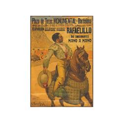 BARCELONA. TOROS EN LA MONUMENTAL. RUANO LLOPIS. (1935 CA.). 156x107cm. (61,5x42in.).