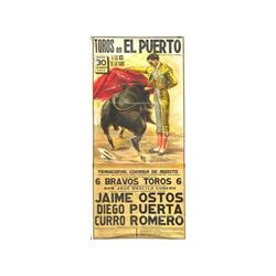 TOROS EN EL PUERTO. CROS ESTREMIS. 1964. 239x112cm. (94x44in.). Litrografía. B+. C. Romero y