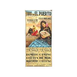 TOROS EN EL PUERTO. CROS ESTREMIS. 1972. 232x111cm. (91x43in.). Litografía. B. C. Romero, P.