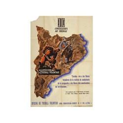 CONSELLERIA DE TREBALL - ALLISTEU-VOS per al TREBALL VOLUNTARI. 1937. 100 x 69 cm. Litografía