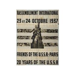 RASSEMBLEMENT INTERNATIONAL DES AMIS DE L´U.R.S.S.-PARIS 23 et 24 OCTOBRE 1937 POUR LES 20 ANS DE