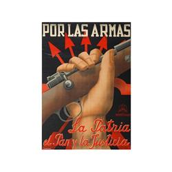 POR LAS ARMAS. LA PATRIA EL PAN Y LA JUSTICIA. CABANAS, J. (1937 CA.). 100x70cm. (40x27in.).
