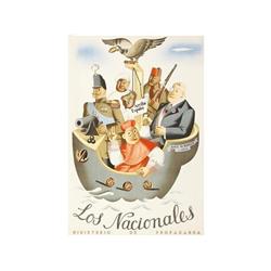 LOS NACIONALES. 1936. 113x82cm. (44,5x32in.). Litografía. A-. Entelado. GUERRA CIVIL Y REPUBL