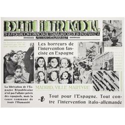 BOLETIN INTERNACIONAL MADRID VILLE MARTYRE. 1937. 52x71cm. (20,5x28in.). Litografía. (Fotomon