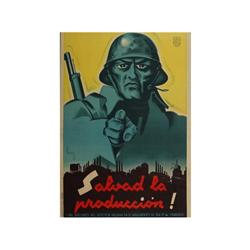 SALVAAD LA PRODUCCION!. HEM. DAG. 1938. 100x70cm. (40x27in.). Litografía. A-. Entelado. GUERR