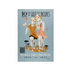 SEGELL PRO INFANCIA. 10 CENTIMS PER LA SALUT DELS INFANTS. TEIXIDOR. 1936. 34,5x24cm. (13,5x9