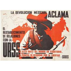 LA REVOLUCION MEXICANA ACLAMA EL RESTABLECIMIENTO DE RELACIONES CON LA URSS. RENAU. 1942. 70x