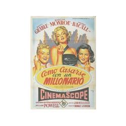 HOW TO MARRY A MILLONAIRE. COMO CASARSE CON UN MILLONARIO. SOLIGO. 1953. 100x70cm. (40