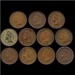 1891 Indian Cent Lot of 11 Hi Grade (COI-7505)
