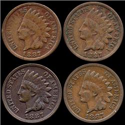 1887 Indian Cent Lot of 4 Hi Grade (COI-7500)