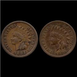 1884 Indian Cent Lot of 2 Hi Grade (COI-7496)