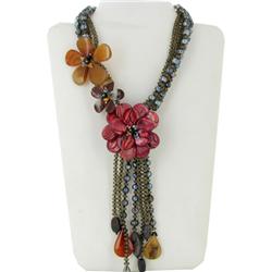 1250ct Agate Pearl MOP & Crystal Necklace (JEW-2490)