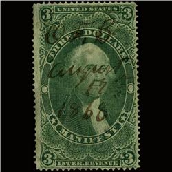 1860s US Revenue Stamp $3 Manifest (STM-1432)