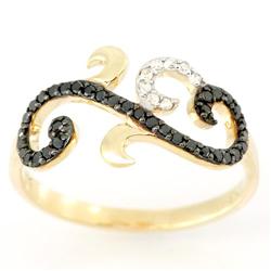 0.43Ct 35 Black & 8 White Diamond Ring 9K Gold (JEW-9109X)