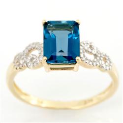1.99Ct London Blue Topaz & Diamond Yellow 9K Ring (JEW-9172X)