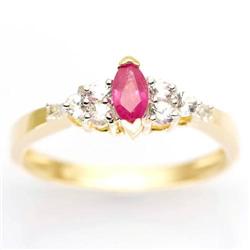 0.85Ct Ruby , White Sapphire Diamond 9K Gold Ring (JEW-9072X)