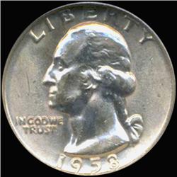 1958 GW 25c Silver Quarter Coin Graded GEM (COI-6838)