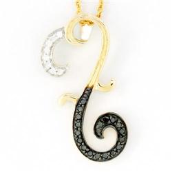 0.27Ct Natural Black & Diamond 9K Gold Pendant (JEW-9009X)