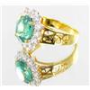 Image 2 : 22ctw Lab Dia/Emerald 22k Gold Vermeil Ring (JEW-2107)