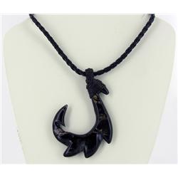Rare Buffalo Horn Hawaii Fishhook Pendant Choker (JEW-1413)