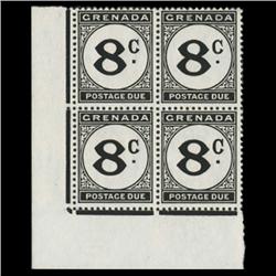 1952 Grenada 8p Postage Due Stamp Block PREMIUM (STM-0619)