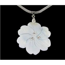 18k WG Plated Mother o Pearl Lg Plumeria Necklace (JEW-1962)