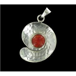 Sterling Red Coral Pendant (JEW-2026A)