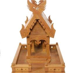 Teak Handcarved Spirit House on Base (CLB-090)