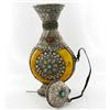 Image 3 : Tibet Vintage Silver Amber Turquoise Flask (ANT-1000)