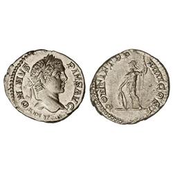 Denario. Acuñada el 206 d.C. CARACALLA. Anv.: ANTONINVS PIVS AVG. Cabeza laureada a derecha. Rev.: P