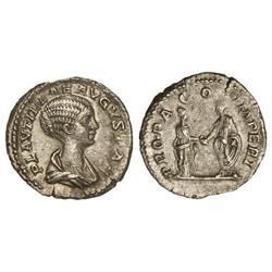 Denario. 212 d.C. PLAUTILLA. Anv.: PLAVTILLAE AVGVSTAE. Busto a derecha. Rev.: PROPAGO IMPERI. Carac