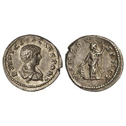 Denario. Acuñada el 199-202 d.C. GETA. Anv.: P. SEPT. GETA CAES. PONT. Busto descubierto a derecha.