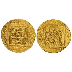 Dobla. (642-656H). Atribuida a ABU YAhYA ABU BAKR. 4,20 grs. AU. Anónima, sin fecha ni ceca. (Ligera