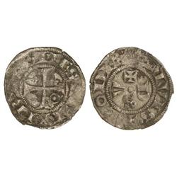 Diner. ENRIC II i III. COMTAT DE RODES. Anv.: ¶RODES CIVI. En el campo de letras D, A, S y cruz. Rev