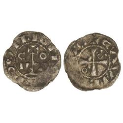 Diner. GRAUSFRED III. COMTAT DE ROSSELLÓ. Anv.: ¶ROSILIONVS. Cruz sobre C-O y N-T. Rev.: GAVFREDVS.